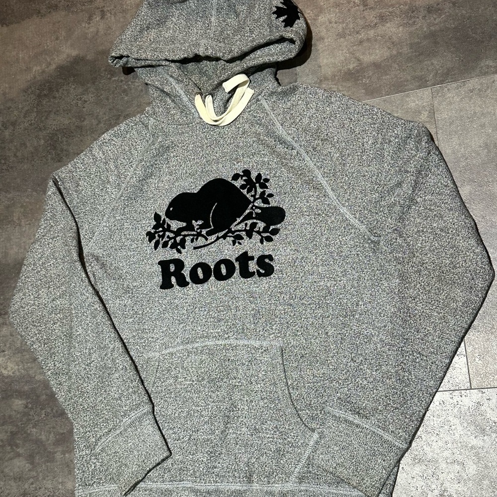Roots Heather Grey Hooded Sweater for Men